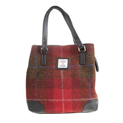 Ladies Ht Leather Hand Bag Red Check A / Black - Heritage Of Scotland - RED CHECK A / BLACK
