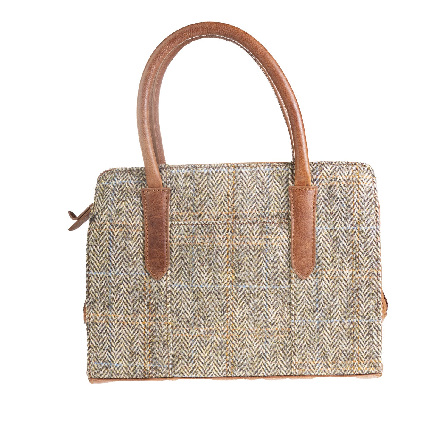 Ladies Ht Leather Hand Bag Tan & Brown Herringbone / Tan - Heritage Of Scotland - TAN & BROWN HERRINGBONE / TAN