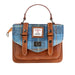 Ladies Ht Leather Mini Satchel Blue Check / Tan - Heritage Of Scotland - BLUE CHECK / TAN