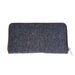 Ladies Ht Leather Purse Navy Blue Herringbone / Black - Heritage Of Scotland - NAVY BLUE HERRINGBONE / BLACK