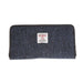 Ladies Ht Leather Purse Navy Blue Herringbone / Black - Heritage Of Scotland - NAVY BLUE HERRINGBONE / BLACK