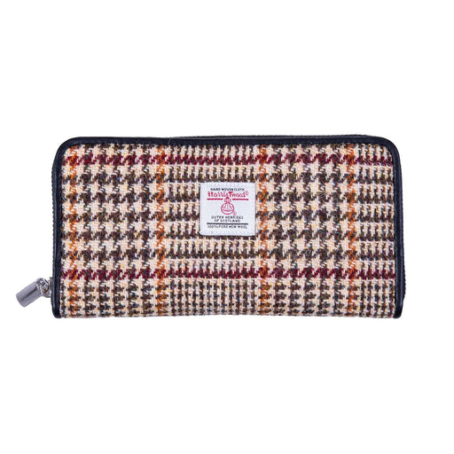 Ladies Ht Leather Purse Tan & Brown Dogtooth / Black - Heritage Of Scotland - TAN & BROWN DOGTOOTH / BLACK