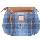 Ladies Ht Leather Shoulder Bag Blue Check / Tan - Heritage Of Scotland - BLUE CHECK / TAN
