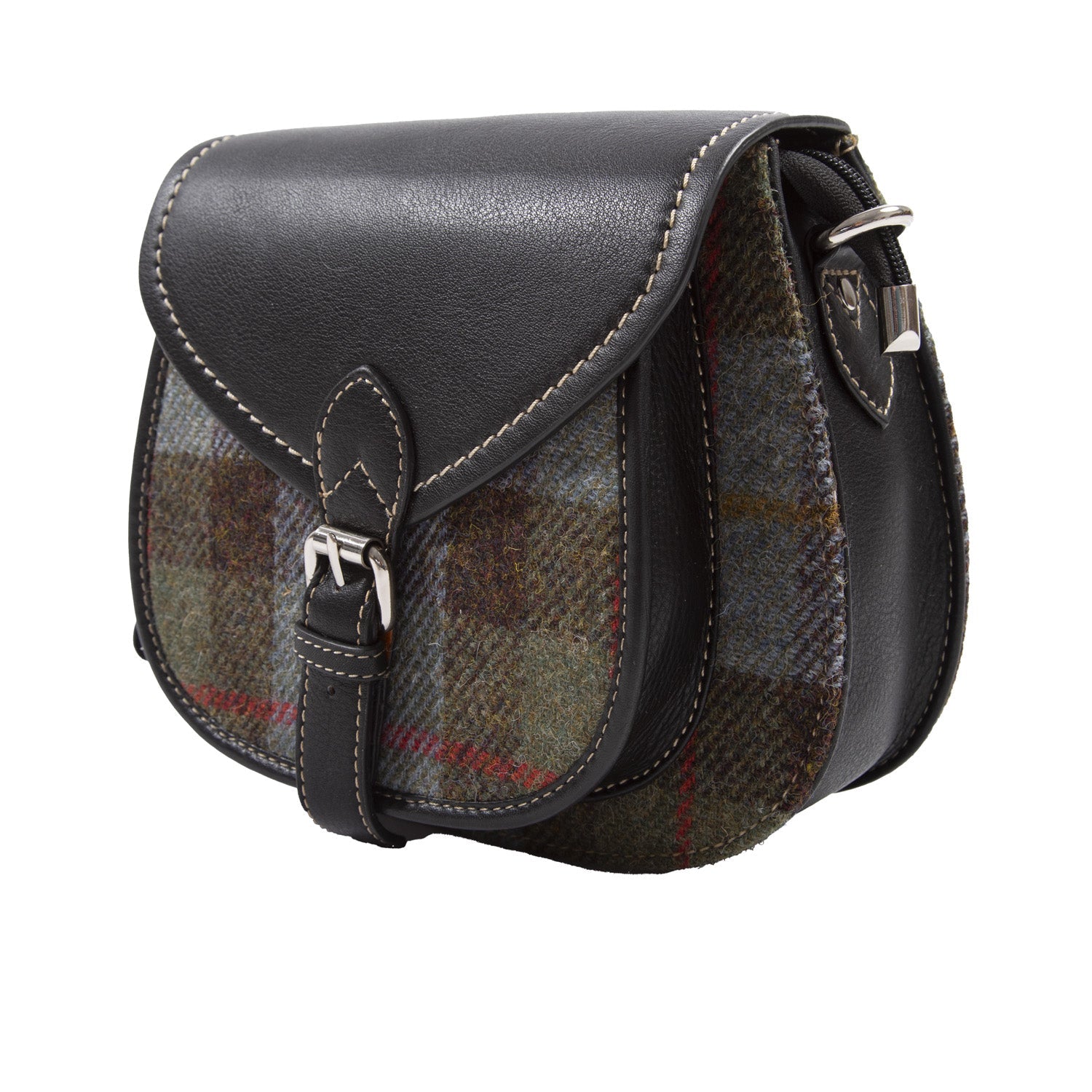 Ladies Ht Leather Shoulder Bag Lovat Check / Black - Heritage Of Scotland - LOVAT CHECK / BLACK