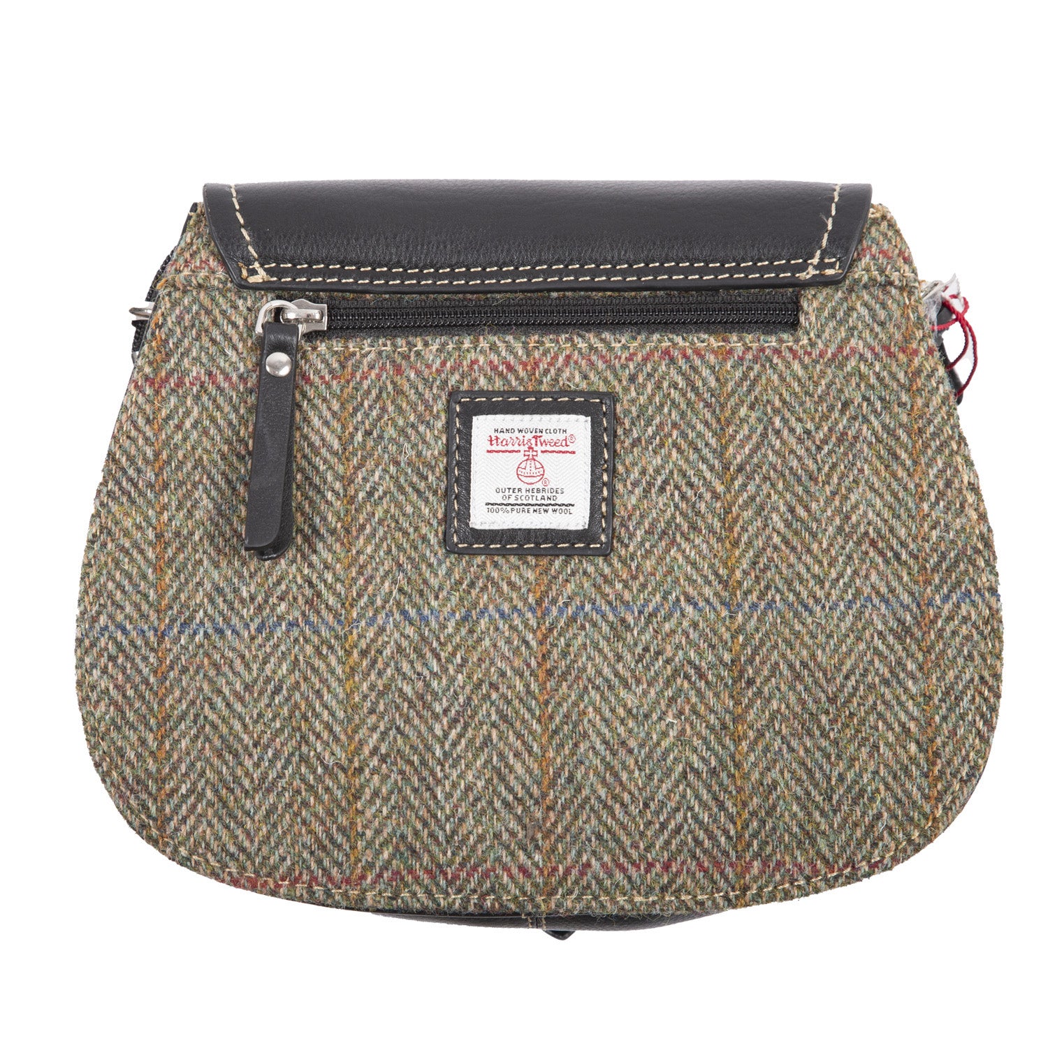 Ladies Ht Leather Shoulder Bag Lt Brown Check / Black - Heritage Of Scotland - LT BROWN CHECK / BLACK