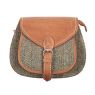 Ladies Ht Leather Shoulder Bag Lt Brown Check / Tan - Heritage Of Scotland - LT BROWN CHECK / TAN