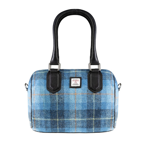 Ladies Ht Leather Small Handbag Blue Check / Black - Heritage Of Scotland - BLUE CHECK / BLACK