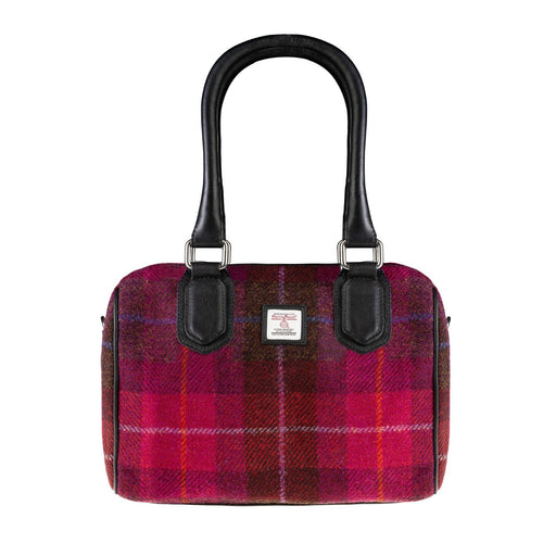 Ladies Ht Leather Small Handbag Cerise Check / Black - Heritage Of Scotland - CERISE CHECK / BLACK