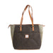 Ladies Ht Leather Tote Bag Dk Brn Barleycorn W. Lt Brn Chk / Tan - Heritage Of Scotland - DK BRN BARLEYCORN W. LT BRN CHK / TAN