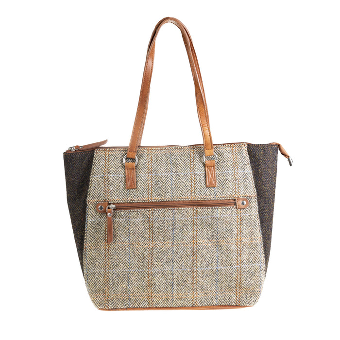 Ladies Ht Leather Tote Bag Tan & Brown Hb W. Dark Brown Bc / Tan - Heritage Of Scotland - TAN & BROWN HB W. DARK BROWN BC / TAN