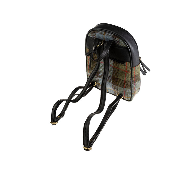 Ladies Ht Leather Zipped Backpack Lovat Check / Black - Heritage Of Scotland - LOVAT CHECK / BLACK