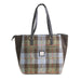 Ladies Ht Vegan Leather Tote Bag Lovat Check W. Dark Brown Bc / Black - Heritage Of Scotland - LOVAT CHECK W. DARK BROWN BC / BLACK