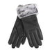 Ladies Leather Gloves With Faux Fur Trim Black - Heritage Of Scotland - BLACK