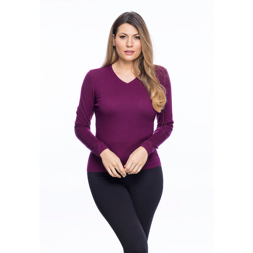 Ladies Merino Wool V Neck Jumper Eminence - Heritage Of Scotland - EMINENCE