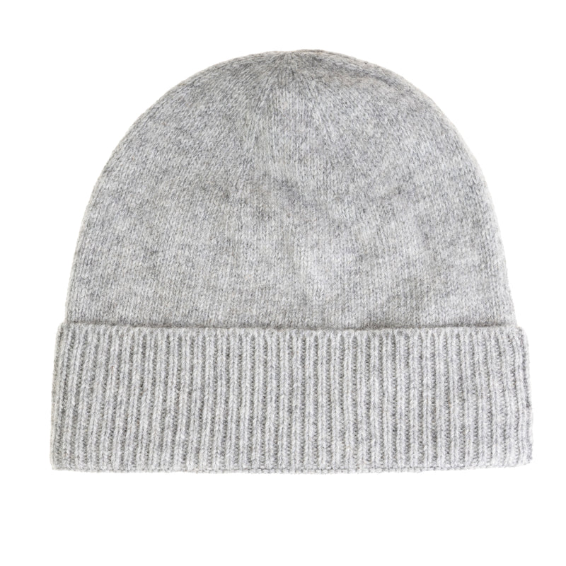 Ladies Plain Lambswool Mix Beanie Light Grey - Heritage Of Scotland - LIGHT GREY