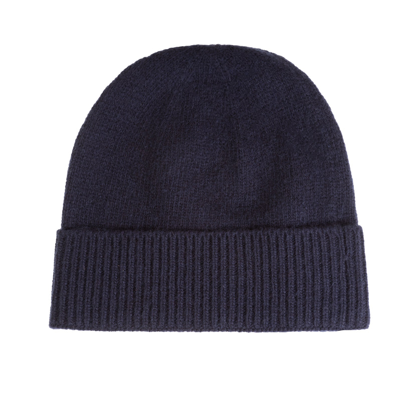 Ladies Plain Lambswool Mix Beanie Navy - Heritage Of Scotland - NAVY