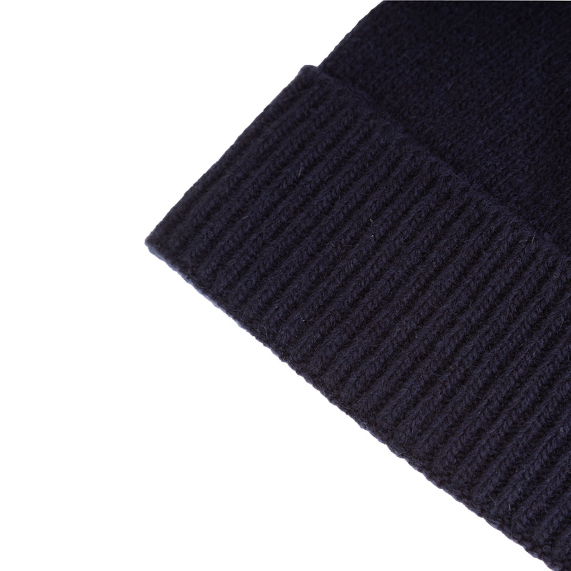 Ladies Plain Lambswool Mix Beanie Navy - Heritage Of Scotland - NAVY