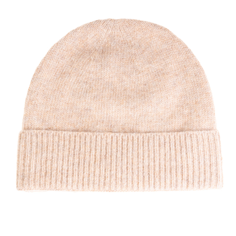 Ladies Plain Lambswool Mix Beanie Sand - Heritage Of Scotland - SAND