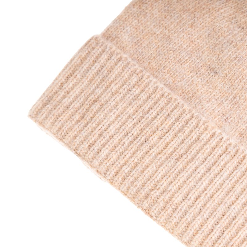 Ladies Plain Lambswool Mix Beanie Sand - Heritage Of Scotland - SAND