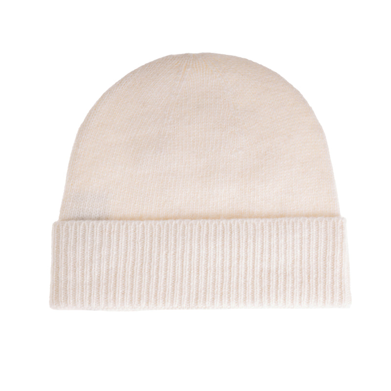 Ladies Plain Lambswool Mix Beanie White - Heritage Of Scotland - WHITE