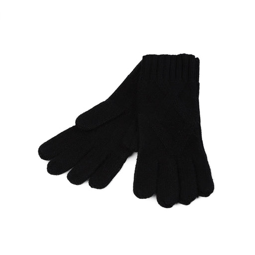 Ladies Racking Rib Detail Glove Black - Heritage Of Scotland - BLACK