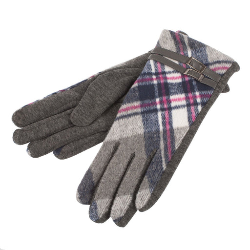 Ladies Tartan Buckle Gloves - Heritage Of Scotland - GREY