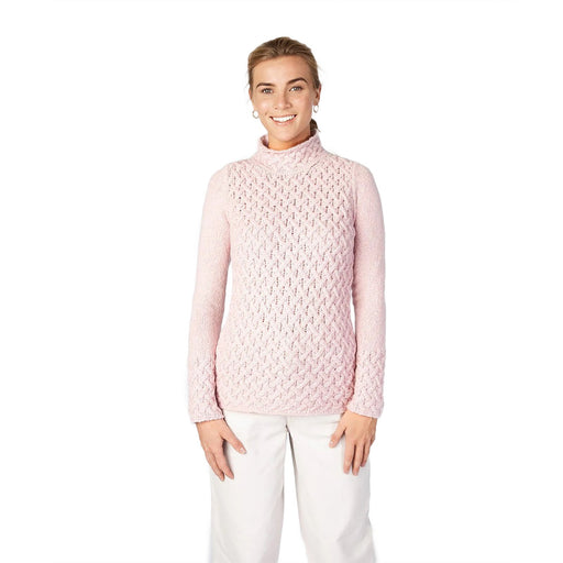 Ladies Trellis Sweater Pink Mist - Heritage Of Scotland - PINK MIST