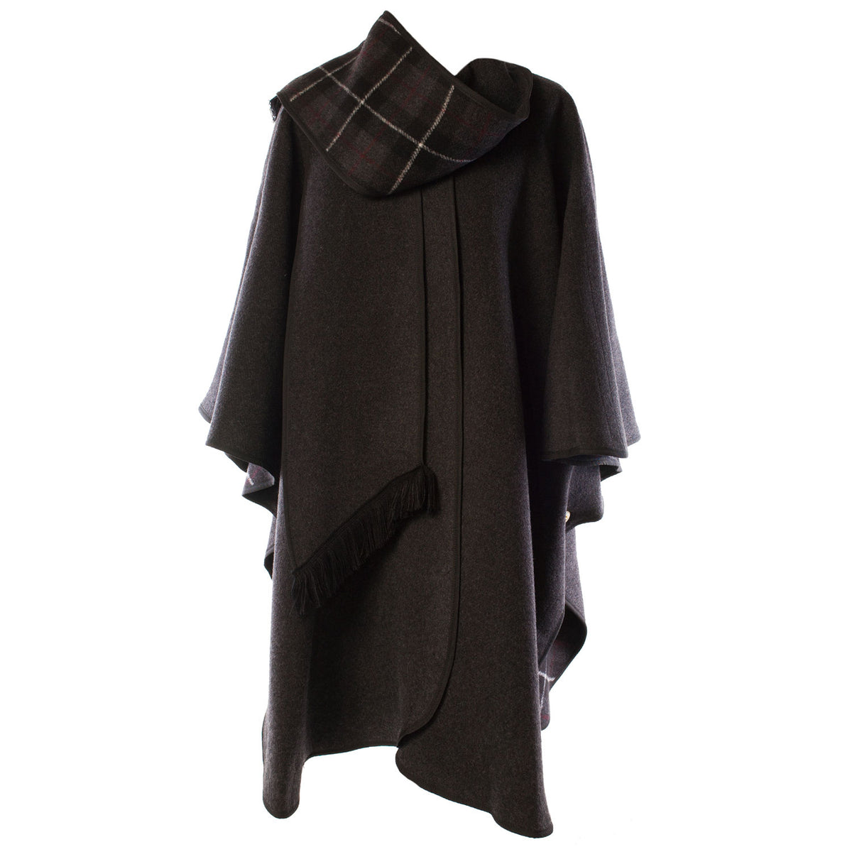 Ladies Wool Blend Reversible Cape Charcoal Heritage of Scotland