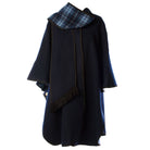 Ladies Wool Blend Reversible Cape Navy - Heritage Of Scotland - NAVY