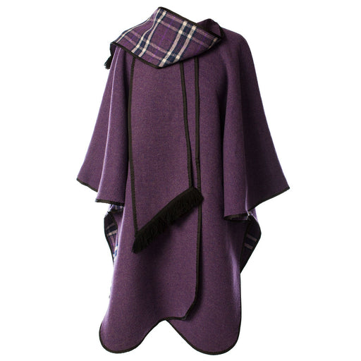 Ladies Wool Blend Reversible Cape Purple - Heritage Of Scotland - PURPLE