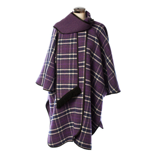 Ladies Wool Blend Reversible Cape Purple - Heritage Of Scotland - PURPLE