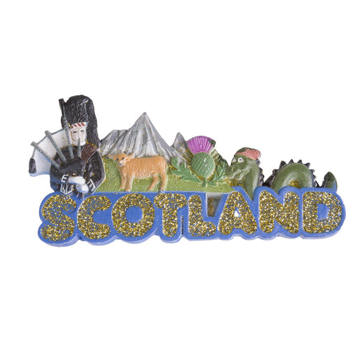 Magnet Glitter Text/ Scotland Icons - Heritage Of Scotland - NA