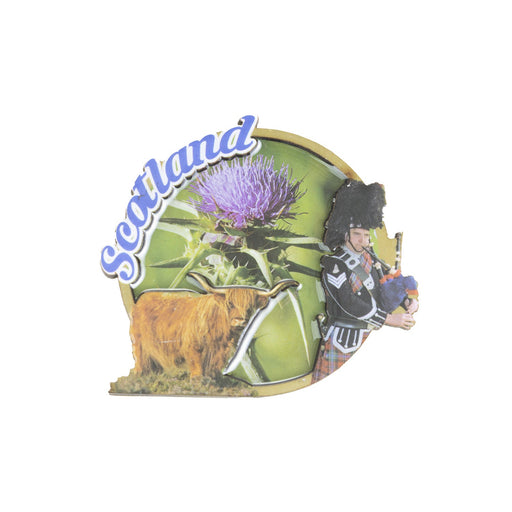 Magnet Round - Cow/Thistle/ Piperman - Heritage Of Scotland - NA
