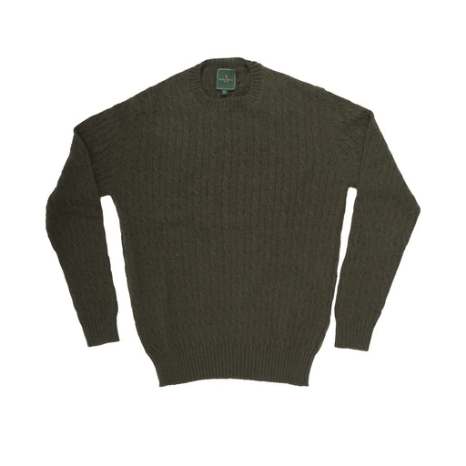 Marchbrae Gents Cable Crew Neck Military Green - Heritage Of Scotland - MILITARY GREEN