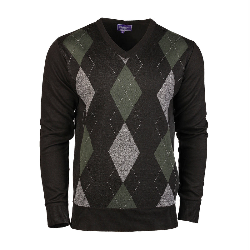 Men's Argyle Ballantrae Jumper Black - Heritage Of Scotland - BLACK