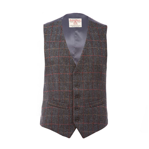 Men's Harris Tweed Lewis Waistcoat Blue Red Check - Heritage Of Scotland - BLUE RED CHECK
