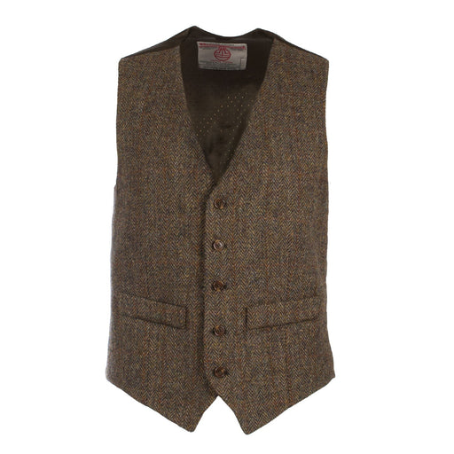 Men's Harris Tweed Lewis Waistcoat Brown Herringbone - Heritage Of Scotland - BROWN HERRINGBONE