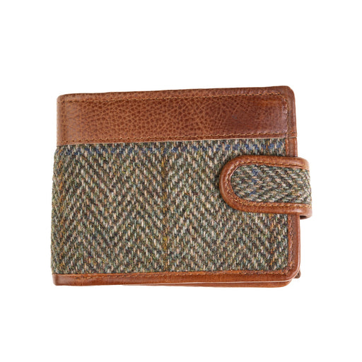 Mens Ht Leather Wallet With Loop Closer Lt Brown Check / Tan - Heritage Of Scotland - LT BROWN CHECK / TAN