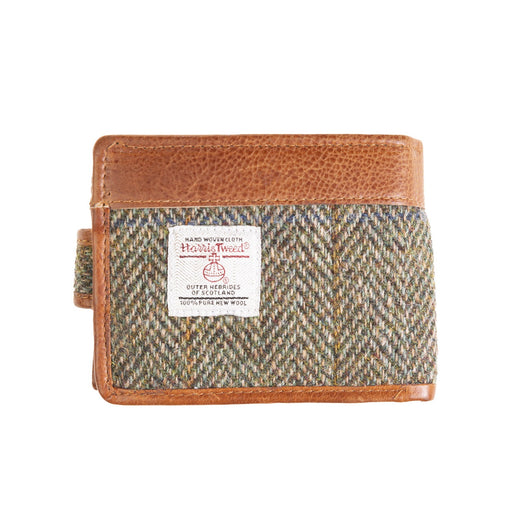 Mens Ht Leather Wallet With Loop Closer Lt Brown Check / Tan - Heritage Of Scotland - LT BROWN CHECK / TAN