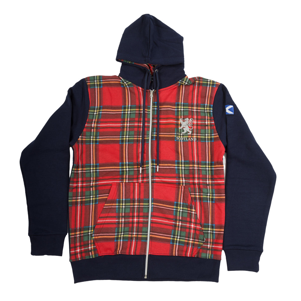 Men's Maree Tartan Zipper Hoodie Stewart Royal | Heritage of