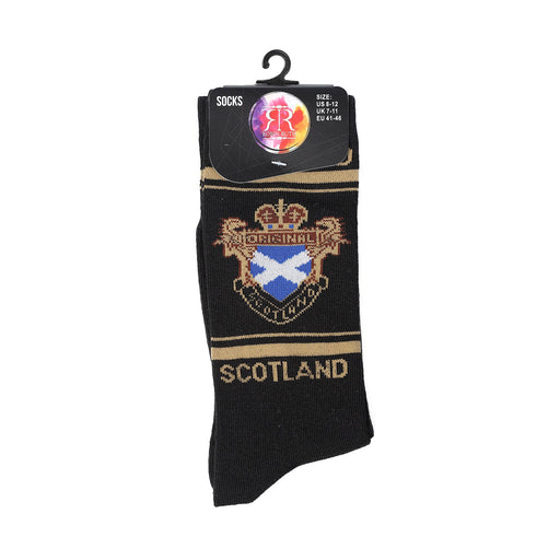 Mens Socks Scotland Badge - Heritage Of Scotland - BLACK/YELLOW