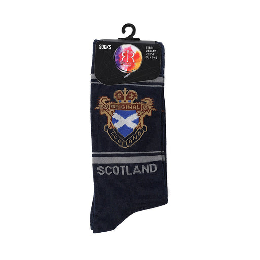 Mens Socks Scotland Badge - Heritage Of Scotland - BLUE/YELLOW CHECK