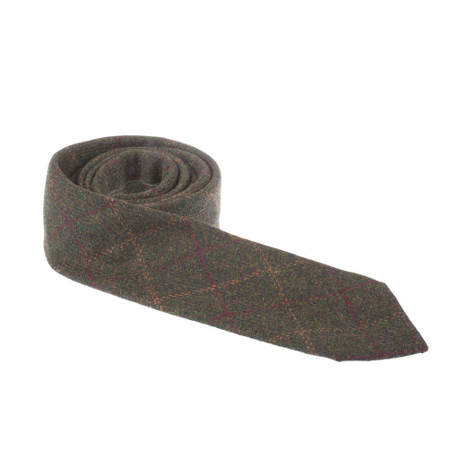 Men's Tweed Windowpane Check Tie - Heritage Of Scotland - GREEN