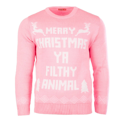 Merry Christmas Ya Filthy Animal Sweater - Heritage Of Scotland - PINK