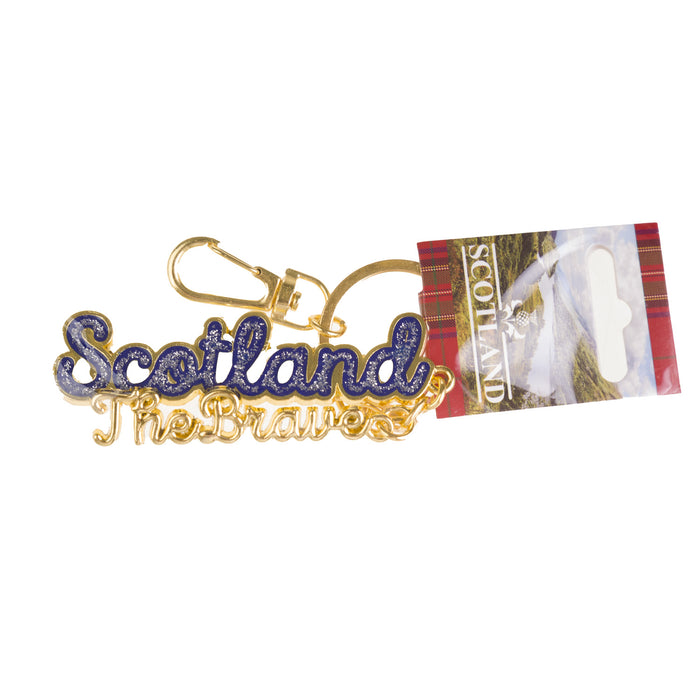 Metal Keyring Glitter Blue - Scotland - Heritage Of Scotland - NA