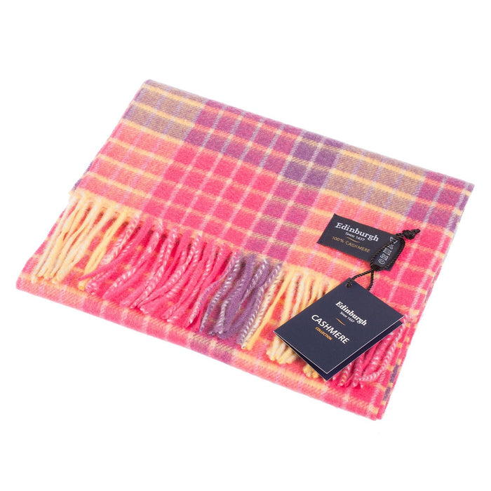 New Blue Label Edinburgh Cashmere Scarf Highlight Chequer - Spicy - Heritage Of Scotland - HIGHLIGHT CHEQUER - SPICY