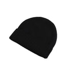 Plain Knit Ladies Beanie Rib Turn Up Black - Heritage Of Scotland - BLACK