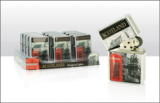 Red Phone Box & Edin Castle Wind Lighter - Heritage Of Scotland - N/A