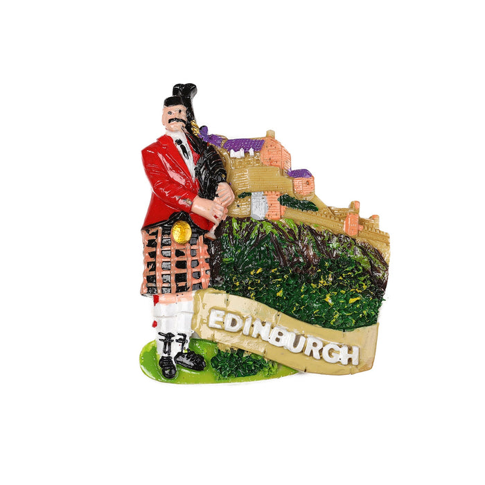 Resin Magnet - Piper With Castle - Heritage Of Scotland - NA