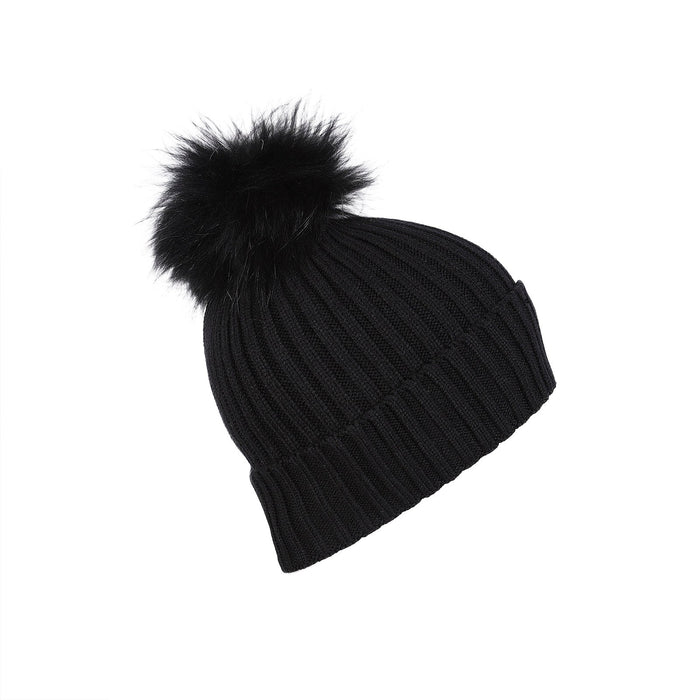 Rib Pom Hat Ft Black/Black - Heritage Of Scotland - BLACK/BLACK